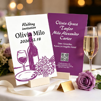 Invitación Moderno Chic Romántico Rico Púrpura Boda Elegante