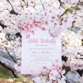 Invitación Moderno Chica Boho Pink Floral Butterfly Baby Show