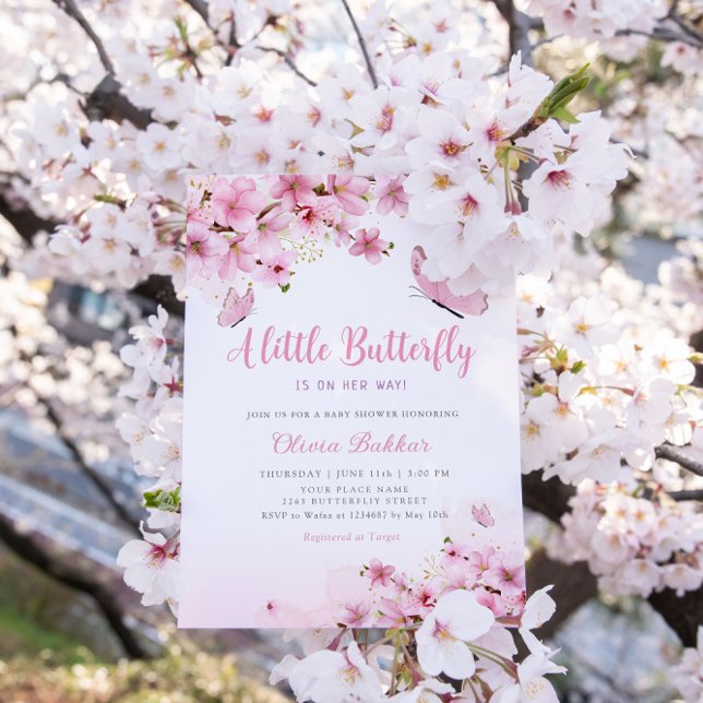 Invitación Moderno Chica Boho Pink Floral Butterfly Baby Show (Subido por el creador)