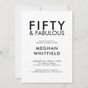 Invitación Moderno cincuenta y fabuloso cumpleaños número 50