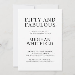 Invitación Moderno cincuenta y fabuloso cumpleaños número 50 