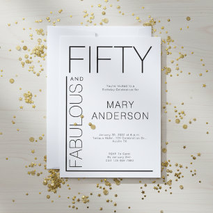 Invitación Moderno Cincuenta y Fabuloso Negrita 50 cumpleaños
