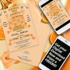 Invitación Moderno Citrus Naranja Little Cutie Baby Shower