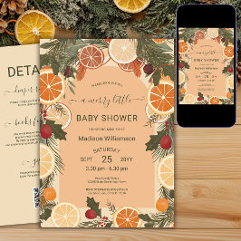 Invitación Moderno Citrus Seco Merry Pequeño Baby Shower QR