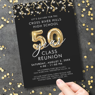 Invitación Moderno Clase de 50 Años Reunión Emocionantes de O