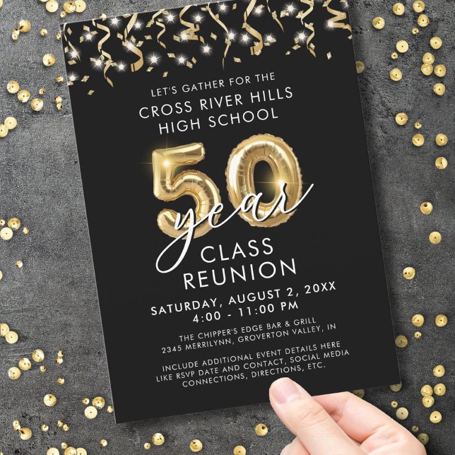 Invitación Moderno Clase de 50 Años Reunión Emocionantes de O (Subido por el creador)
