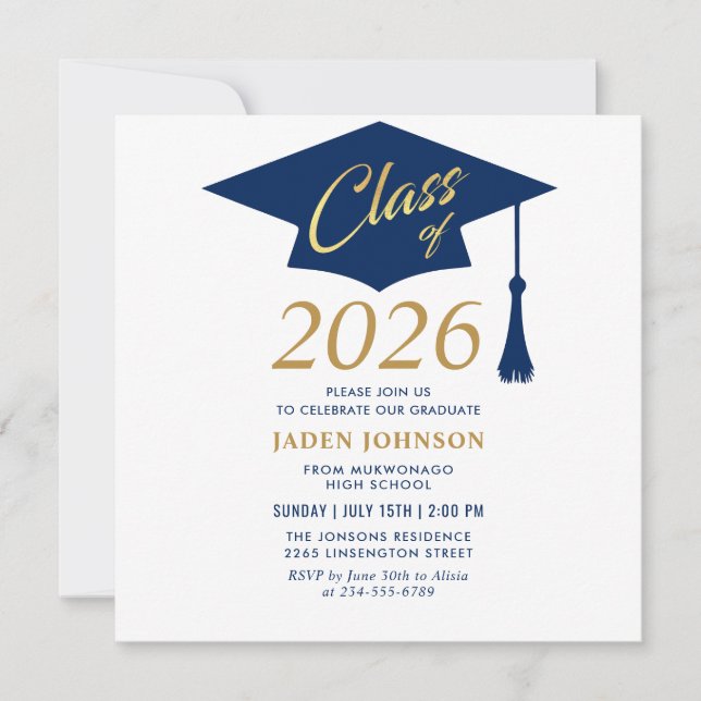 Invitación Moderno Clase Simple del Partido de Graduación 202 (Anverso)