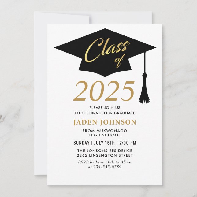 Invitación Moderno Clase Simple del Partido de Graduación 202 (Anverso)
