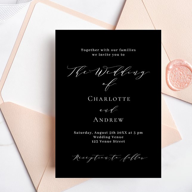 Invitación moderno clásico blanco negro boda (Subido por el creador)