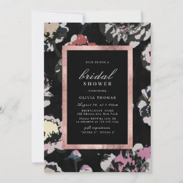 Invitación Moderno clásico negro abstracto floral Bridal Show