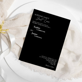 Invitación Moderno Clásico Negro Nada Fancy Boda