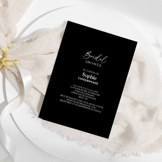 Invitación Moderno clásico simple Boda negro ducha de novia (Subido por el creador)