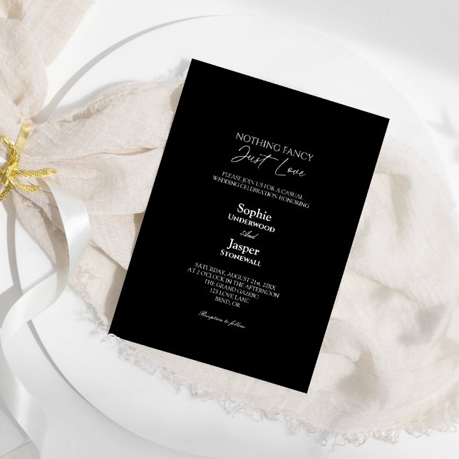 Invitación Moderno clásico simple negro nada brillante Boda (Subido por el creador)