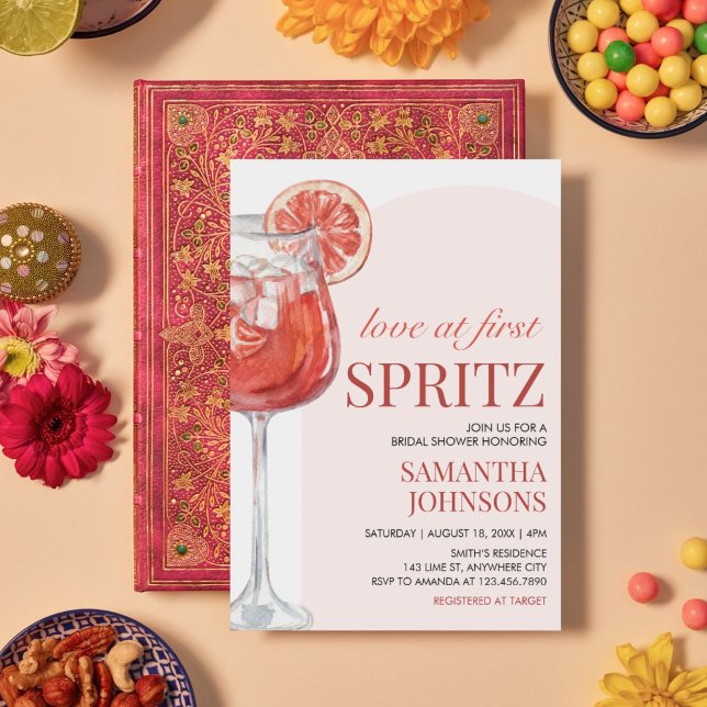 Invitación Moderno Cocktail Bridal Shower (Love at First Spritz Bridal Shower Invitation)
