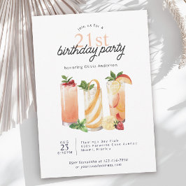 Invitación Moderno cócteles de verano Fiesta de cumpleaños 21