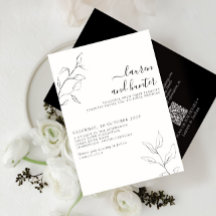 Moderno código QR Boda botánico blanco negro
