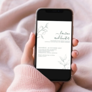 Invitación Moderno código QR Boda botánico verde esmeralda