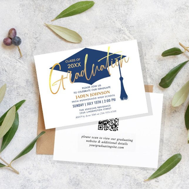 Invitación Moderno código QR de la fiesta simple de graduació (Subido por el creador)