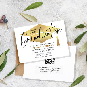 Invitación Moderno código QR de la fiesta simple de graduació