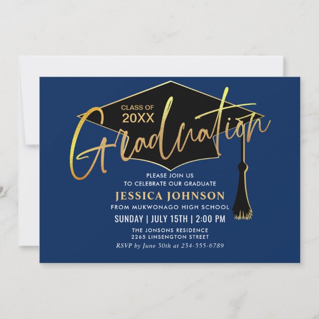 Invitación Moderno código QR de la fiesta simple de graduació (Anverso)
