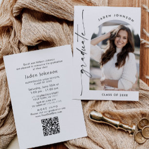 Invitación Moderno código QR del Partido de Graduación de FOT