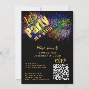 Invitación Moderno código QR e-vite al Fiesta de Año Nuevo