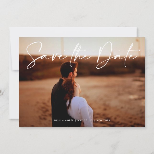 Invitación Moderno código QR editable de la foto - Guardar la (Anverso)