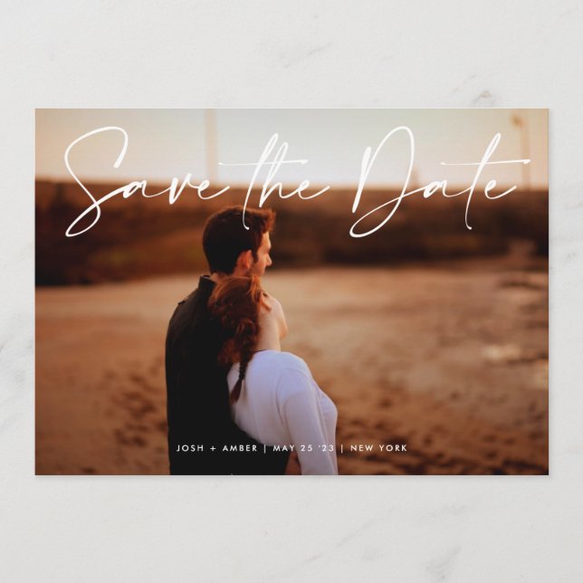 Invitación Moderno código QR editable de la foto - Guardar la (Anverso)