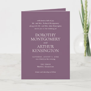 Invitación Moderno código QR púrpura matrimonio elegante