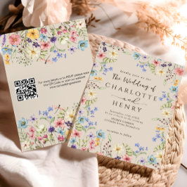 Invitación Moderno código QR Rústico Boda simple de flores si