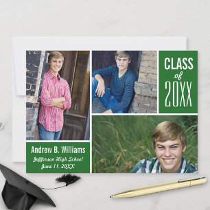 Invitación Moderno Collage de fotos de Graduación Clase 20XX