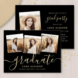 Invitación Moderno Collage De Graduación De Fotografías De Co