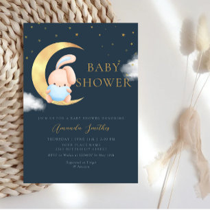 Invitación Moderno color de agua dulce Boho Bunny Boy Baby Sh