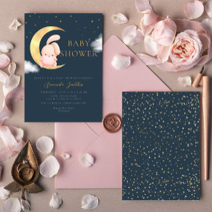 Invitación Moderno color de agua dulce Boho Bunny Chica Baby 