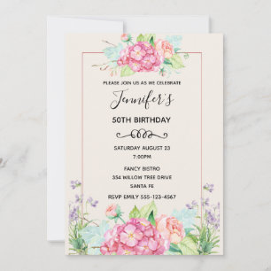 Invitación Moderno color de agua rosa Floral Bouquet cumpleañ