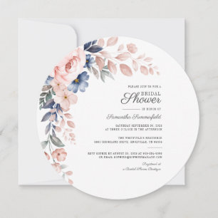Invitación Moderno color de agua rosa floral con ducha de nov