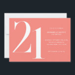 Invitación Moderno color Minimalista rosa coral rosa 21 cumpl<br><div class="desc">Moderna invitación minimalista de 21 años con un diseño sencillo con tipografía de moda y escritura elegante.</div>