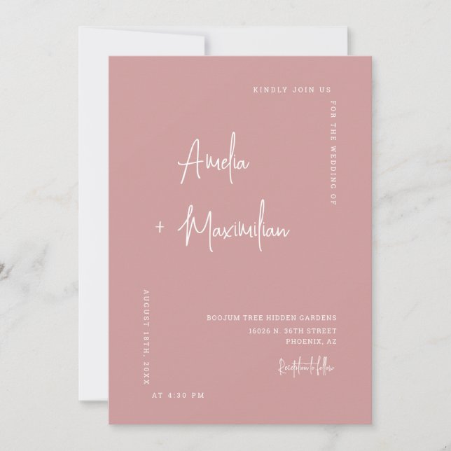 Invitación Moderno color rosa oscuro rosado oscuro Código QR  (Anverso)