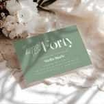 Invitación Moderno color verde sage mínimo simple 40 cumpleañ<br><div class="desc">Moderna y mínima tipografía simple sage invitación de 40 cumpleaños verde y blanco. Parte de una colección contemporánea.</div>