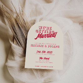 Invitación Moderno Colorido Retro Funky Único Arco Boda