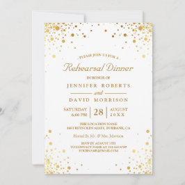 Invitación Moderno Confetti de oro Dots Boda Ensayo Cena