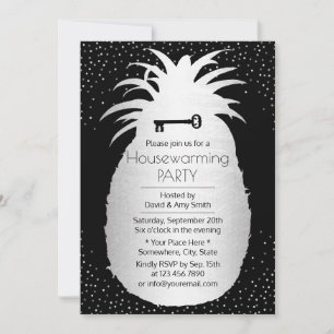 Invitación Moderno Confetti de Piña Plata Dots Calentador de 