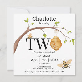 Invitación Moderno convirtiéndose en dos cumpleaños de colmen