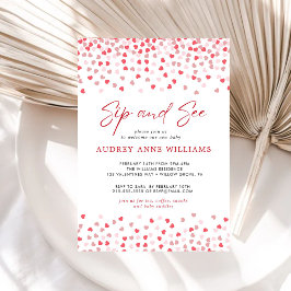 Invitación Moderno Corazón Rojo Rosa Sip y Ver