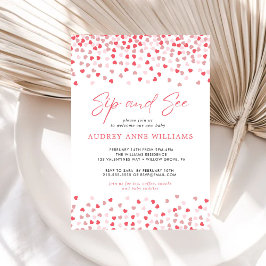 Invitación Moderno Corazón Rojo Rosa Sip y Ver