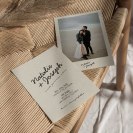 Invitación Moderno crema negra retro caprichosa Boda de fotog
