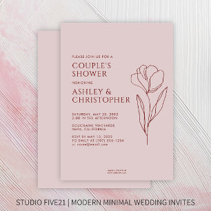 Invitación Moderno Crimson floral de la flor de la ducha de l