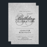 Invitación Moderno Cualquier Edad Aniversario Plata Purpurina<br><div class="desc">Una elegante plantilla de invitación a la fiesta de cumpleaños "Cualquier edad" con un moderno motivo de pintura de Purpurina plateado "Look" y un texto fácil de personalizar. ¡Perfecto para cualquier ocasión!</div>