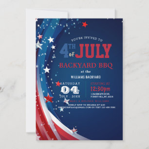 Invitación Moderno cuarto de julio patio trasero BBQ