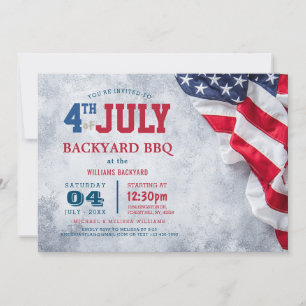 Invitación Moderno cuarto de julio patio trasero BBQ I bander